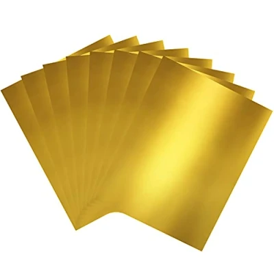Abbildung von Belle Vous Glänzende Karton Goldfolie zum Basteln (60er Pack) 29,7x21cm 250gsm Premium Kartonpapier A4 Bastelfolie Gold Glitzerpapier für Hochzeitseinladungen, Scrapbooking &amp; Bürobedarf