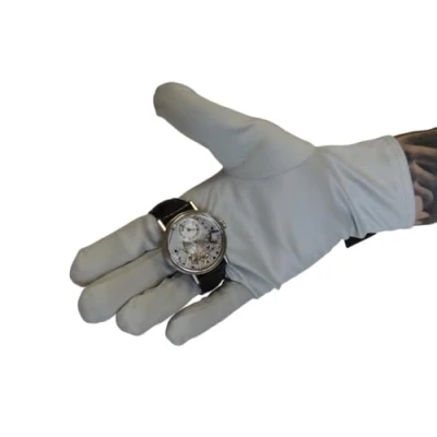 Abbildung von KD89 Handschuhe aus Mikrofaser, grau, Heli, für Uhrmacherei, Schmuck, Sammler, Profis oder Amateure, M