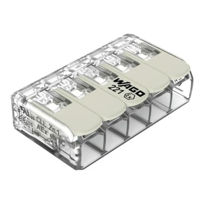 Abbildung von WAGO Verbindungsklemmen 221 685 5 Leiter, bis 6 mm², 15 Stück, COMPACT Kabelverbinder mit Hebeln für alle Leiterarten weltweit, bestätigte Anwendungssicherheit