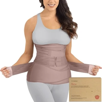 Abbildung von KeaBabies Revive 3 in 1 Postpartum Gürtel für Damen Bauchgurt nach Geburt Kaiserschnitt, Rückbildungsgürtel Geburt, Bauchband Schwangerschaft (Dusty Plum, M/L)