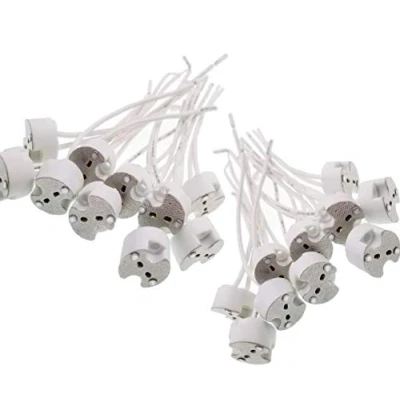 Abbildung von JZK 20pcs GU5.3 / MR16 Keramik Quarz Lampe Halter Buchse Licht Tasse Silikon Kabel für Halogenlampen, LED Leuchten, weiß