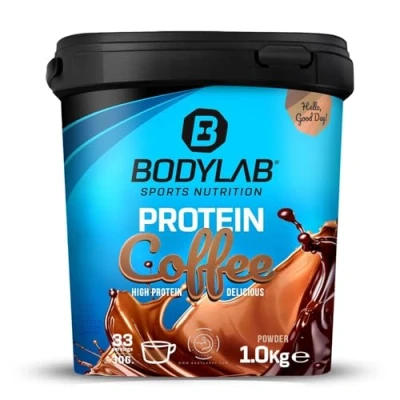 Abbildung von Bodylab24 Protein Coffee Espresso 1000g, mit 20g Eiweiß aus Molkenprotein und 21mg Koffein je Portion, der ideale Kick zum Frühstück, zwischendurch oder vor dem Training