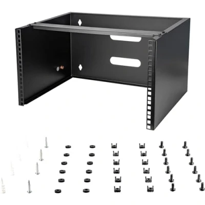 Abbildung von StarTech.com 6HE Netzwerkschrank 19 Zoll für Wandmontage 14 tief Kleiner Serverschrank/Wand Half Rack 19&quot; Wandhalterung Server/IT Geräte 20kg Belastbarkeit, Schwarz (WALLMOUNT6)