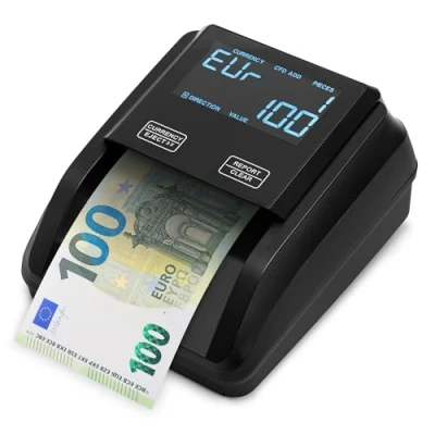 Abbildung von ZENACASA Geldscheinprüfer und Geldzählmaschine 2in1 mit Touchscreen Einzeln einlegen Banknotenprüfer Falschgelderkennung UV/MG/IR für falsche Euro, Pfund, Dollarscheine Mobiler Scanner
