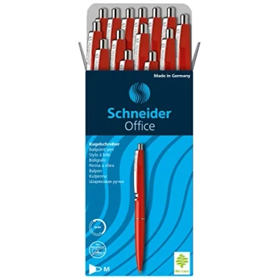Abbildung von Schneider Office Kugelschreiber (Schreibfarbe: rot, Strichstärke M, dokumentenecht) 20er Packung rot