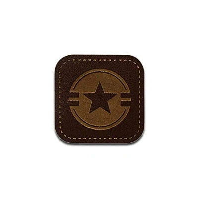 Abbildung von Leder Stern Aufnäher, Bügelbild, Aufbügler, Applikationen, Patches, Flicken, zum aufbügeln, Größe: 2,9 x cm