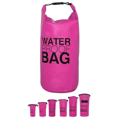 Abbildung von DonDon Dry Bag wasserdichte Tasche 2l, 5l, 10l, 15l, 20l, 30l Pack Sack Beutel mit Schultergurt pink 30 Liter