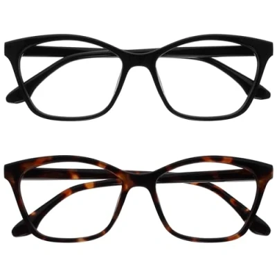Abbildung von OPULIZE KAT Lesebrille 2er Pack Cat Eye Katzenaugen Fassung Schwarz, Braun Herren &amp; Damen Federscharniere RR59 12 +1.00