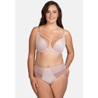 Abbildung von VIVISENCE Soft BH Für Damen Mit Bügel, Halbtransparente Cups Aus Netzstoff Schleife Verstellbare Träger Hakenverschluss Verstellbaren Trägern, Beige,90G