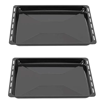 Abbildung von ICQN Backblech 422 x 370 30 mm Set, Emailliert Fettpfanne für Backofen und Herd, Passend ELECTROLUX, AEG, IKEA, ZANUSSI, JUNO, ZOPPAS, Kratzfest &amp; Rostfrei, 42,2x37x3 cm