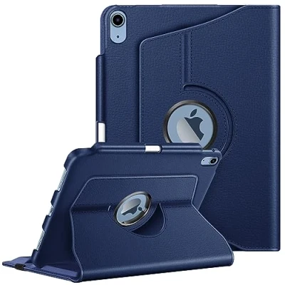 Abbildung von Fintie Hülle für iPad 10. Generation 2022 (10.9 Zoll) mit Pencil Halter Schutzhülle Cover 360 Grad drehbarem Ständer und Auto Schlaf/Wach Funktion, Marineblau