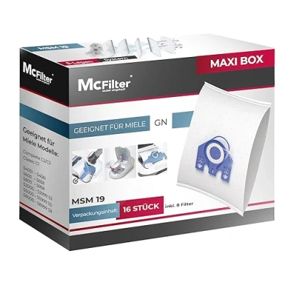 Abbildung von McFilter 16 Staubsaugerbeutel kompatibel mit Miele Staubsauger GN Serie S2 S4 S5 S6 S8, Complete C2/C3, Classic C1 Staubbeutel inkl. 8 Filter MAXI BOX