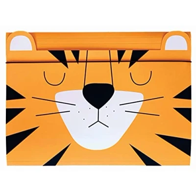 Abbildung von Sammelmappe A5 Gummizug Zeichenmappe für Kinder aus Starkem Karton Soft Touch Innen und Außen Bedruckt Lustige Form Tiger
