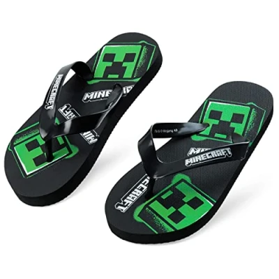 Abbildung von Minecraft Zehentrenner für Jungen, Schlappen Sandalen Kinder Geschenke Jungs (Schwarz Zehentrenner, 28 29 EU)