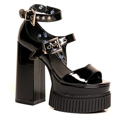 Abbildung von LAMODA Solitude Creeper Platform Heels in Black Patent, EU 40