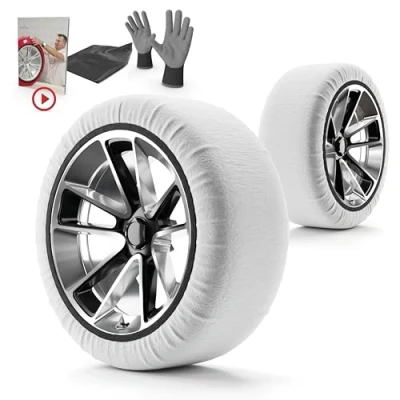 Abbildung von WALSER Premium Schneeketten Alternative Ultra Grip Qualitätssieger Sehr Gut*, 2er Set Textil Schneeketten, Auto Stoff, Car Snow Chains, Schneesocken Winter, Textilschneeketten weiß M