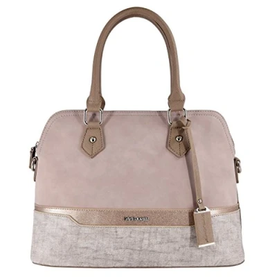 Abbildung von David Jones Damen Handtasche Elegante Tasche Frau Henkeltasche Shopper PU Leder Mehfarbig Schultertasche Bowling Stil Top Griff Gestreift Umhängetasche Tote Stilvoll Mode Rosa Pink