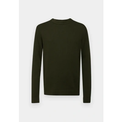 Abbildung von Selected Homme Slhdane Structure CREW NECK Strickpullover, Herren, Größe: Small, Forest night