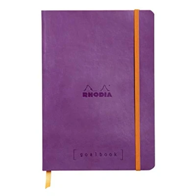 Abbildung von Rhodia 117750C Notizheft Goalbook (DIN A5, 14,8 x 21 cm, Dot, praktisch und trendige, mit weichem Deckel, 90g, elfenbeinfarbigem Papier, 120 Blatt, Gummizug, Lesezeichen) 1 Stück, Violett