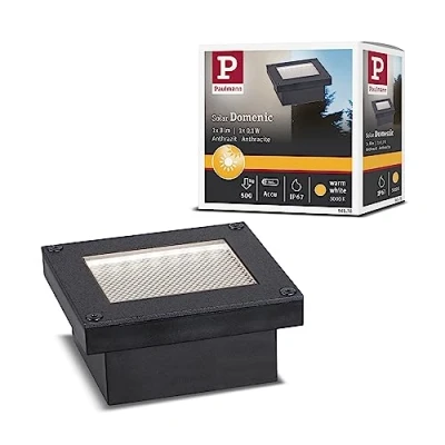 Abbildung von Paulmann 94578 LED Solar Bodeneinbauleuchte Domenic IP67 eckig incl. 1x0,1 W Warmweiß Schwarz kabellos Kunststoff wiederaufladbar 3000 K