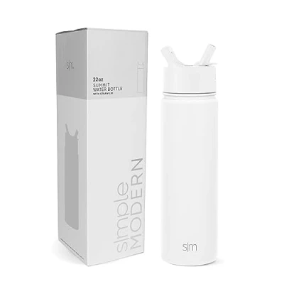 Abbildung von Simple Modern Trinkflasche mit Strohhalm Wasserflasche Edelstahl Isolierte für den Sport Fitnessstudio Summit 650ml Winter White