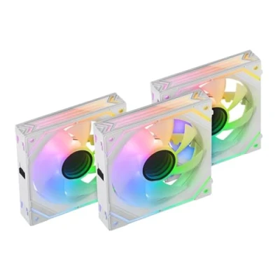 Abbildung von Mars Gaming MF LINKFINITYKIT Weiß, Kit 3x 120mm PWM Modularlüfter, LINKFINITY Verbindungssystem, Infinity Mirror ARGB 360 Beleuchtung und Controller, Ultra quiet 12dB