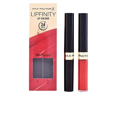 Abbildung von Max Factor Lipfinity Lip Colour Confident 115 Kussechter Lippenstift mit 24h Halt ohne auszutrocknen, intensiver Farbabgabe, präzisem Applikator &amp; intensiv pflegendem Gloss Top Coat