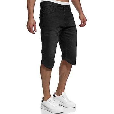 Abbildung von Indicode Herren Jaspar Jeans Shorts mit 5 Taschen Herrenshorts Used Look für Männer Black, 3XL