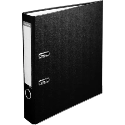 Abbildung von Exacompta 915401B Kunststoff Ordner 5 cm schmal DIN A4 Kunststoffbezug außen Papierbezug innen Rückenschild austauschbar Ringordner Aktenordner Briefordner Büroordner Plastikordner schwarz
