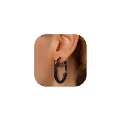 Abbildung von PROSTEEL Damen Creolen Ohrringe schwarz Edelstahl 40mm Runde Kreis Kreolen Hoop Earrings einzigartiges Ohrschmuck Accessoire für Cocktailparty Tanzball