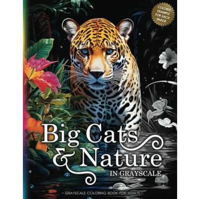 Abbildung von BIG CATS &amp; NATURE: A Grayscale Coloring Book for Adults Teens