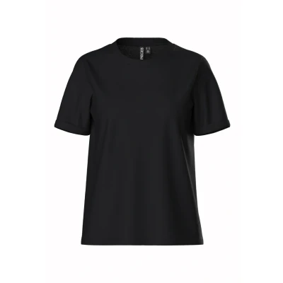 Abbildung von Pieces CRIA FOLD UP Solid TEE Tshirt basic, Damen, Größe: XS, Black