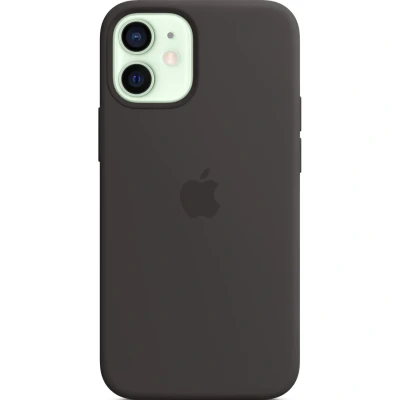 Abbildung von Apple iPhone 12 Mini Hülle MagSafe Silikon Original Soft Case/Backcover Handyhülle Schwarz
