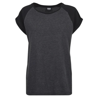 Abbildung von Urban Classics Contrast Raglan Tshirt print, Damen, Größe: 3XL, Charcoal/black
