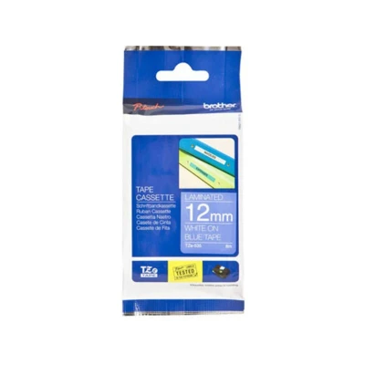 Abbildung von Brother Original P touch Schriftband TZe 535 12 mm, weiß auf blau (kompatibel u.a. mit PT H100LB/R, H105, E100/VP, D200/BW/VP, D210/VP)