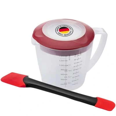 Abbildung von Westmark Back Set 2tlg., Rührbecher mit Deckel, »Helena«, 1,4 l und Teigschaber »Duo«, Kunststoff/Silikon, Helena, Duo, Transparent/Rot/Schwarz, 310522E6