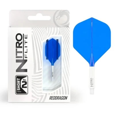 Abbildung von RED DRAGON Darts Nitro Flite Integriert Flüge &amp; Schäfte System No.2 Form und Design Weiß Blau Farbe, Kurz Länge