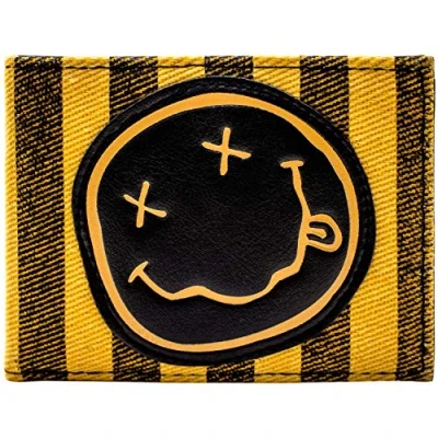 Abbildung von Nirvana Nevermind Grunge Smiley Rockband Emblem Geldbörse/Geldbeutel Bi Fold ID &amp; Kartenhalter, Orange