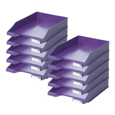 Abbildung von HAN Briefablage Klassik, 10 STÜCK Schreibtisch Organizer, Bürobedarf, Ablagefächer, Büromaterial, Briefkorb, Dokumentenablage, bis Format A4/C4, 1027 X 57, lila
