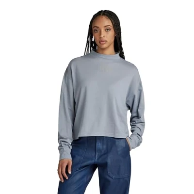 Abbildung von G Star MOCK Loose Langarmshirt, Damen, Größe: Small, Dim grey