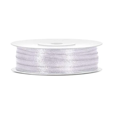 Abbildung von partydeco.pl Satinband Breite: 3 mm, Länge: 50 m weiß