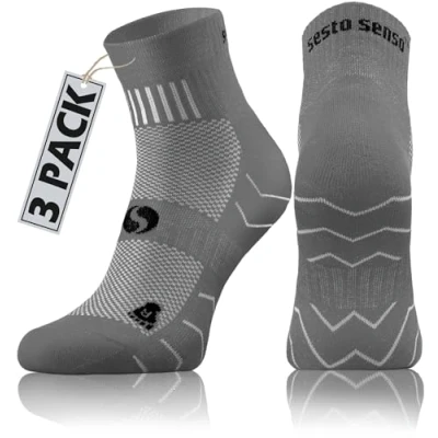 Abbildung von sesto senso 3 Paar Laufsocken Baumwolle Sportsocken Damen Herren Bunte Sport Socken 35 38 Grau