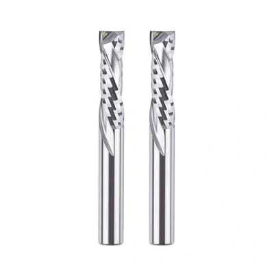 Abbildung von SpeTool 2 Stück Spiralnutfräser 6mm Schaft Kompression 22mm Schnittlänge Up&amp;Down VHM Schaftfräser Nutfräser Fräser für Oberfräse CNC Set Langlochfräser Holz Holzfräser Router Bits
