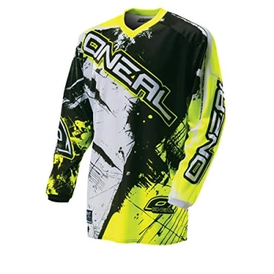 Abbildung von O&#039;NEAL Motocross Jersey MX Enduro Gepolsterter Ellbogenschutz, V Ausschnitt, atmungsaktiv Element Shocker Erwachsene Neon Gelb Größe L