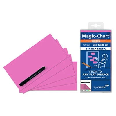 Abbildung von Legamaster 7 159409 Magic Chart Notes, elektrostatische Haftnotizen, 10 x 20 cm, 100 Blatt, pink