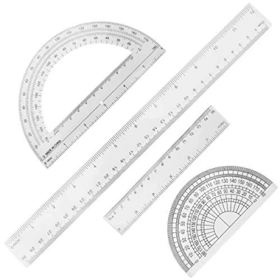 Abbildung von SourceTon Lineal aus Kunststoff, 12 Zoll und 6 Winkelmesser 180 Grad (10,2 cm 15,2 cm)