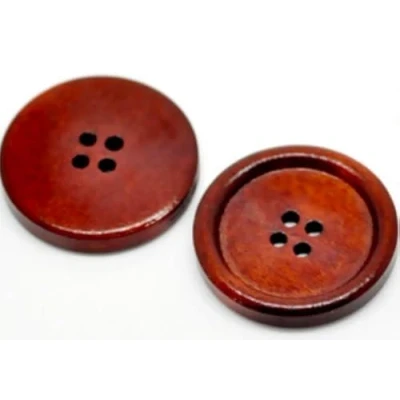Abbildung von Handarbeit Lieblingsladen 25 Holzknöpfe 30mm 4 Loch rund rot braun Knopf zum aufnähen Dekoknöpfe Holzknopf