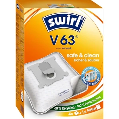 Abbildung von Swirl® V 63® EcoPor® Staubsaugerbeutel für Vorwerk, 4 Beutel, Weiß