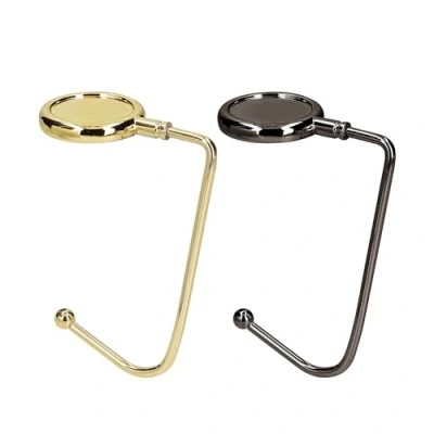 Abbildung von kwmobile 2X Tisch Handtaschenhalter Haken Antirutsch Taschenhaken Halterung Handtaschen Taschenaufhänger Halter in Gold Schwarz