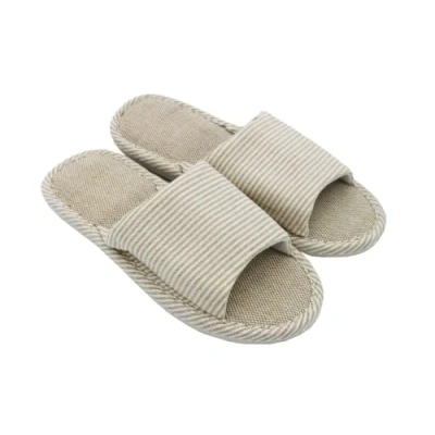 Abbildung von AioTio Frauen und Männer Cotton Flachs Casual weiches Licht offene Zehe Hausschuhe Bequeme atmungsaktive Anti Rutsch für Indoor Outdoor (40/41 EU,Beige)